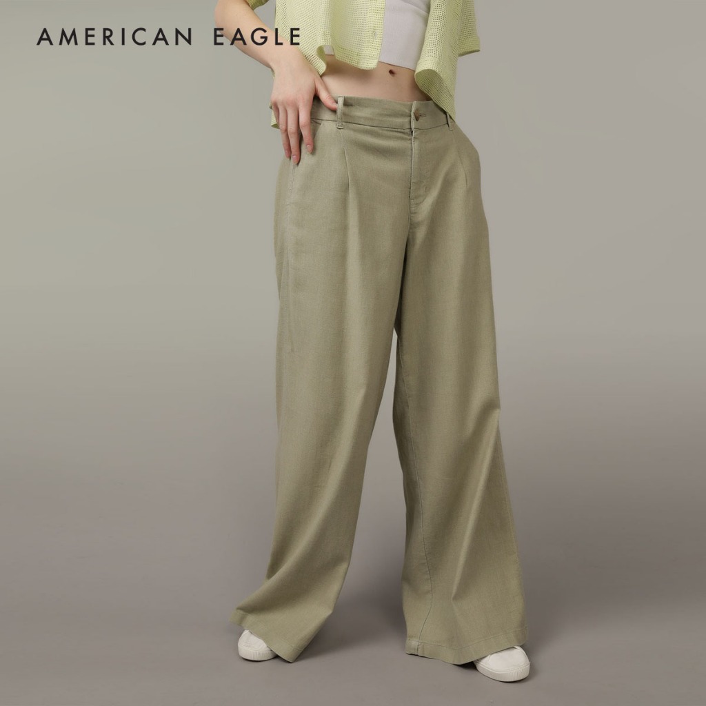 American Eagle High-Waisted Linen-Blend Trouser กางเกง ผู้หญิง ขายาว เอวสูง (EWJP 032-5161-309)
