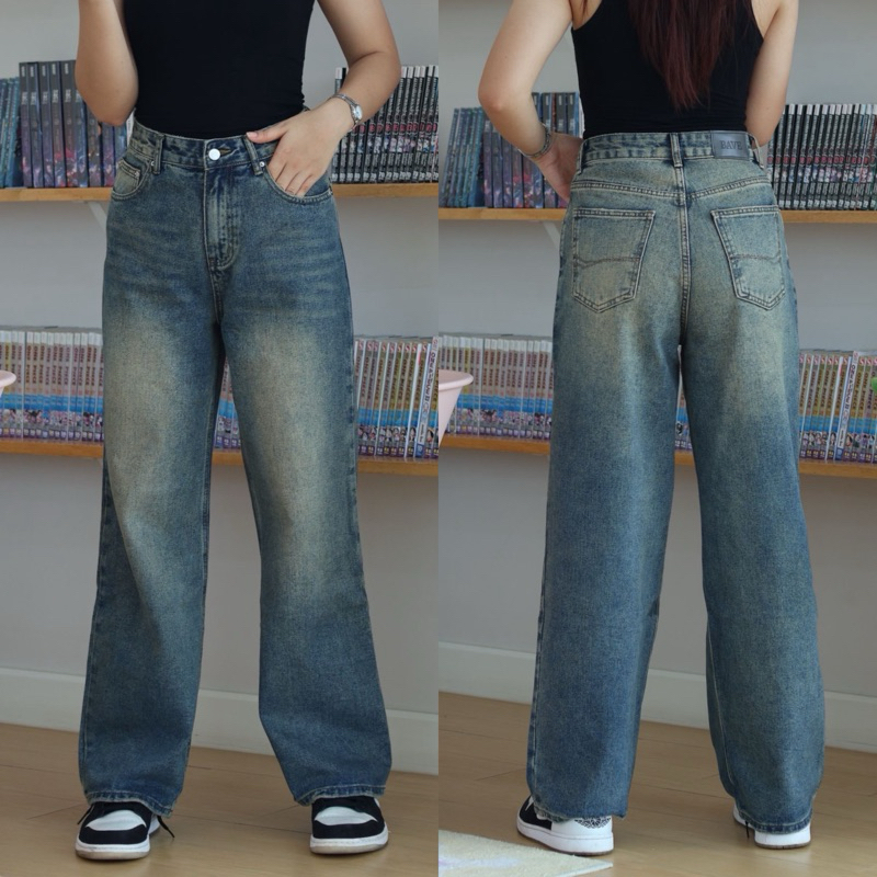 MADABASICS - Olivia jeans กางเกงยีนส์ทรงกระบอกใหญ่ ขาตรง งานป้ายBave