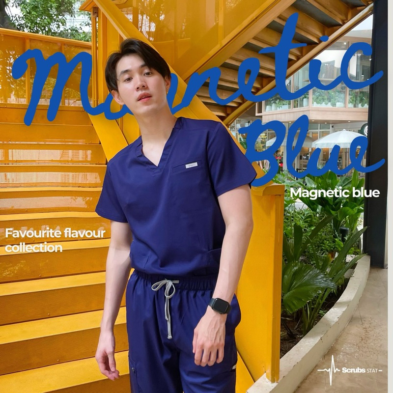 ชุดสครับ ปักชื่อ ส่งทันที Scrubs STAT Magnetic Blue - ชุดสครับหมอ แพทย์ พยาบาล ทันตแพทย์ สัตวแพทย์