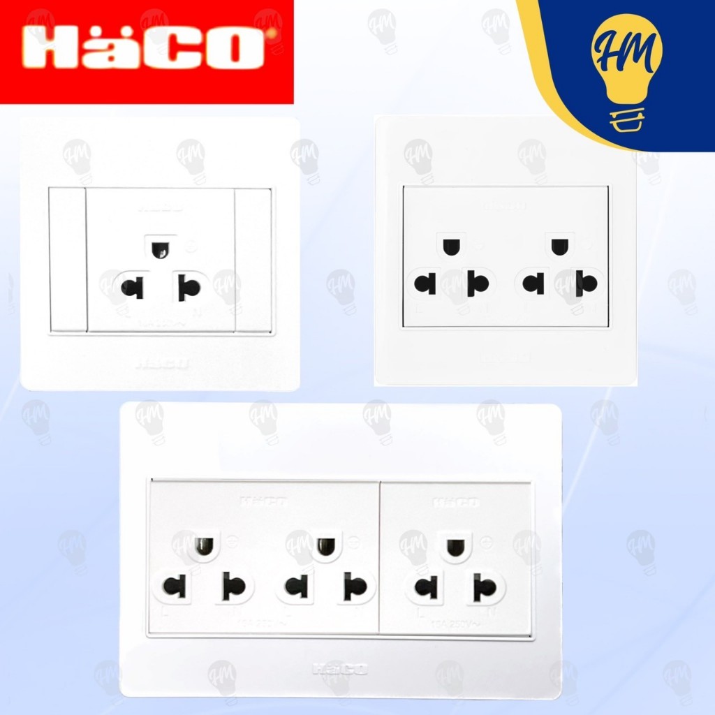 HACO เต้ารับ ปลั๊กไฟ ติดลอย 16A 1 ช่อง/ 2 ช่อง/ 3 ช่อง รู่น M Plus
