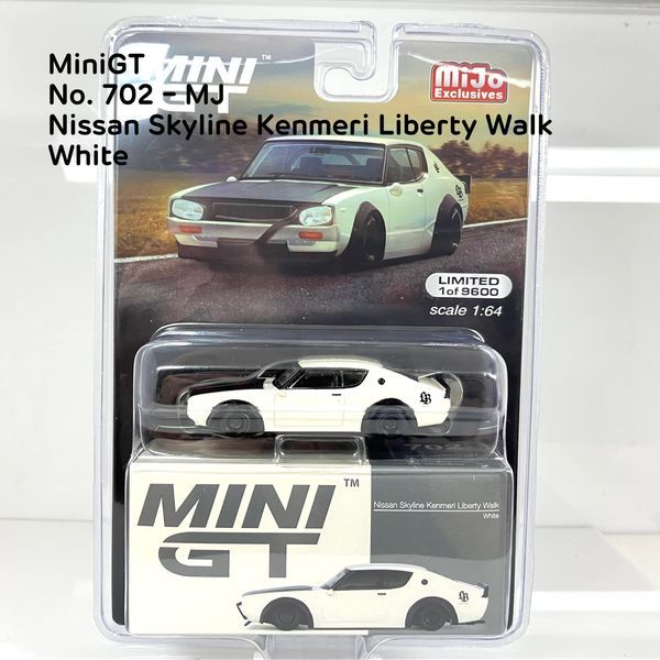 Mini GT No.702-MJ  Nissan Skyline Kenmeri Liberty Walk White/ USA Blister  Packaging