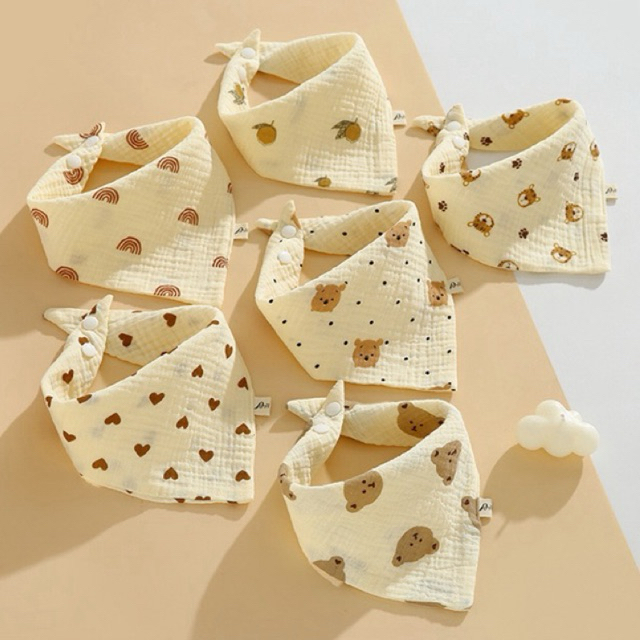 ผ้ากันเปื้อนเด็ก ผ้ามัสลิน Muslin กระดุม 2 ระดับ ผ้ากันเปื้อนเด็ก ผ้าซับน้ำลาย ผลิตจากผ้าฝ้ายธรรมชาติ ระบายอากาศได้ดี