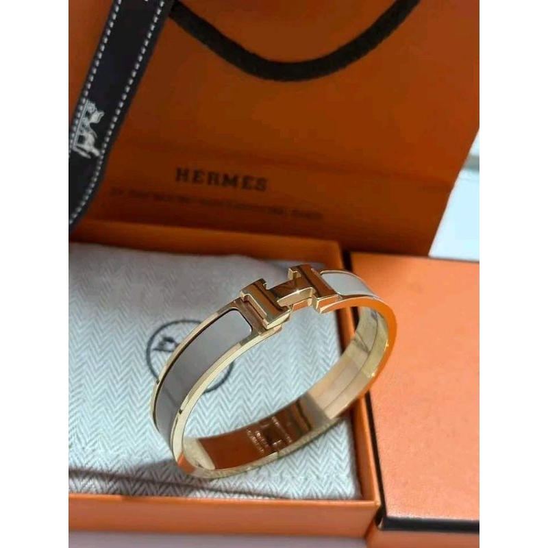 กำไล HERMES CLIC-CLAC H แท้ ( สี มารูณ/โรสโกลด์ ) PM ส่งจากกทม.