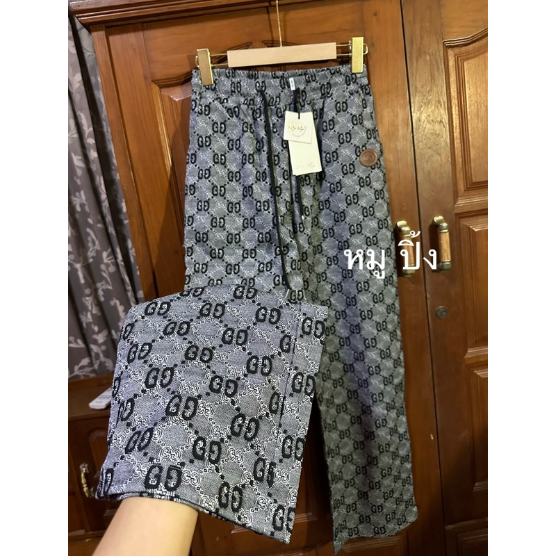 (มือ1) KATAY SHOP กางเกงผ้าขากระบอกลายแบรนด์ ไฮ เอน Hi end