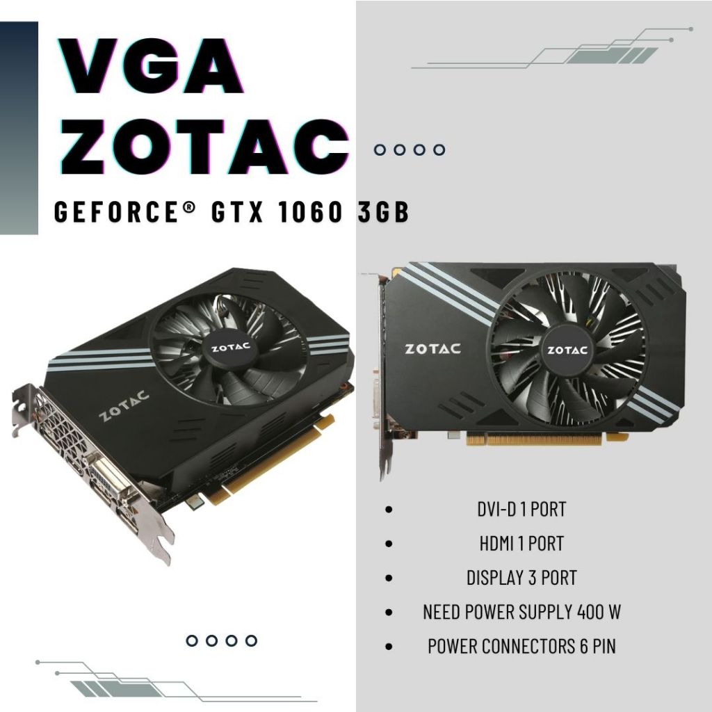 การ์ดจอ (VGA) ZOTAC GTX1060 3GB