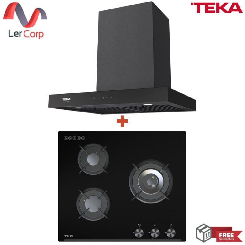 (Teka) เครื่องดูดควัน รุ่น LDH TC 60 BK + เตาแก๊สผิวกระจกนิรภัย 3 หัวเตา รุ่น GKN LUX 60 3G ขนาด 60 