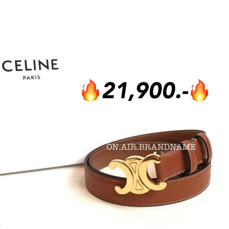 New celine medium triomphe belt 2.5 cm. สี tan สวยมาก