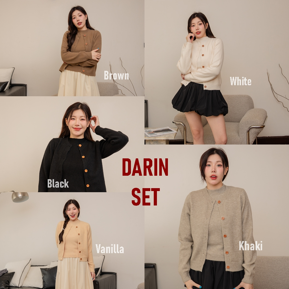 DARIN SET CARDIGAN เซตเสื้อกล้ามนิตมาพร้อมกับคาร์ดิแกนแขนยาวที่คุณภาพผ้าดีมาก