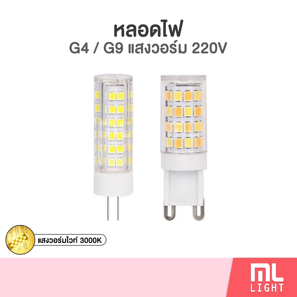 หลอดไฟ led G4 G9 หลอดไฟ 5W 9W AC220V แสงวอร์ม Warm White 3000K