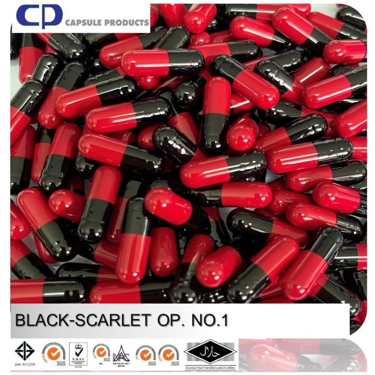 Capsule Products แคปซูลเปล่า BLACK-SCARLET OP. (เบอร์ 1) บรรจุ 1,000 แคปซูล/ห่อ
