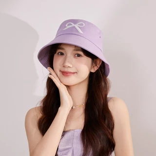 หมวกบักเก็ต ปักโบว์ ผ้าฝ้าย bucket มี 6 สี