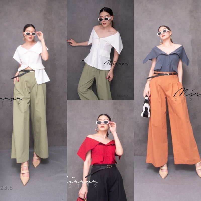 (นางแบบ​ใส่​ชุด​ขาย)​ 2in1 Oh My GoD ToP ทรงสุดเก๋ เสื้อคอวี ปกปีกปาดไหล่ สวย ใส่แล้วดูคอสวย ปลดกระด