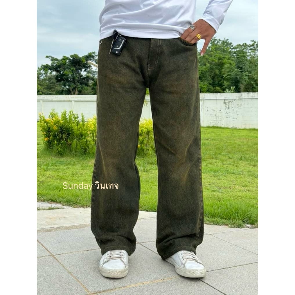 ยีนส์สนิมทรงกระบอกใหญ่วินเทจ ใส่ได้ทั้ง ชาย/หญิง ผ้าใส่สบาย พร้อมส่ง