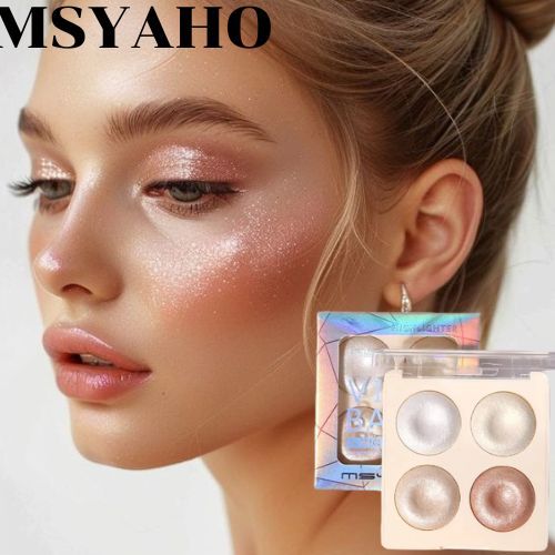 MSYAHO พาเลทไฮไลท์โดนัท 4 สี ชิมเมอร์ละเอียด ประกายมุก เนื้อดินน้ำมัน สีสวย ติดทน กันน้ำ
