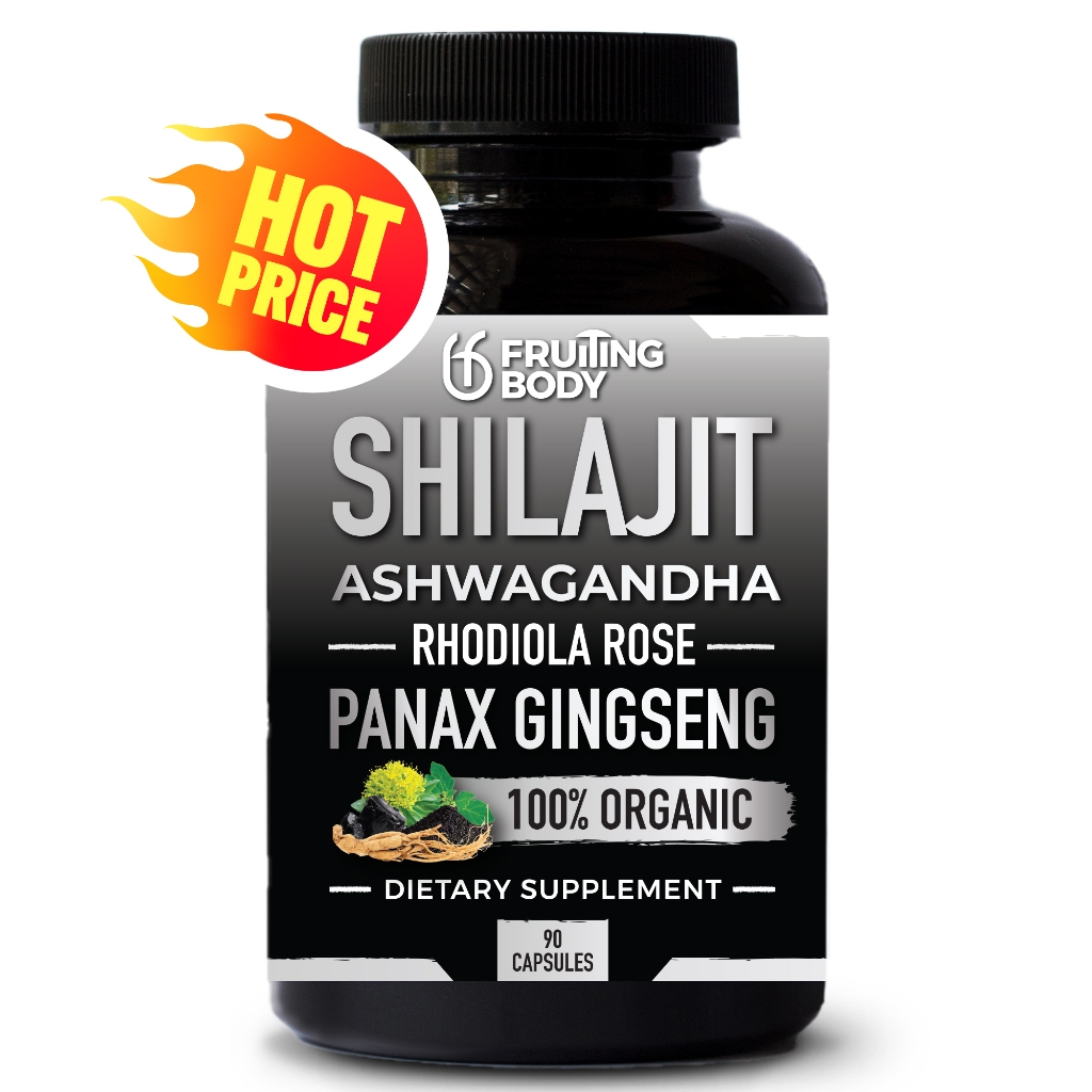 Shilajit 6000mg Panax Gingseng 3000mg Ashwagandha 3000mg Rhodiola Rosea 3000mg & Black Pepper with Fulvic Acid 50%