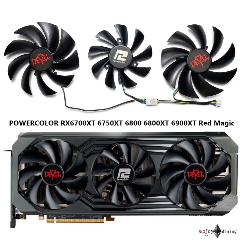 พัดลมการ์ดจอ POWERCOLOR RX 6700XT 6750 6750XT 6800 6800XT 6900XT 6950XT Red Devil fan