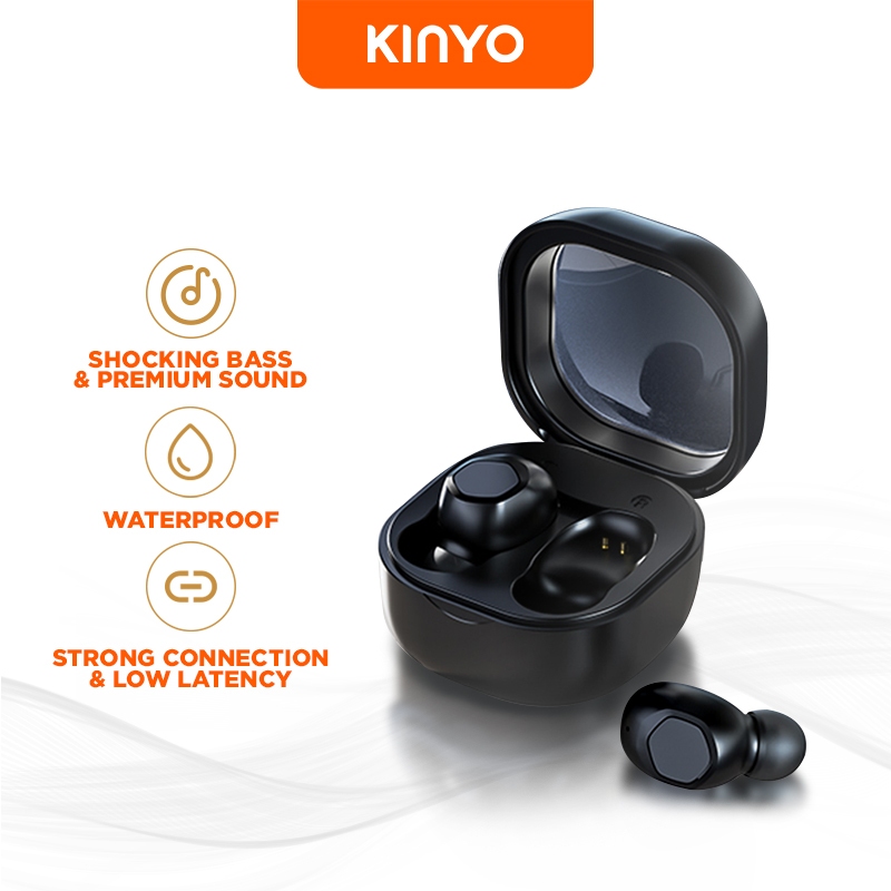 KINYO M21 ชุดหูฟังบลูทูธ หูฟังบลูทูธไร้สาย 5.3 ควบคุมสัมผัส ตัดเสียงรบกวน ใช้แบตเตอรี่ ใช้งานได้นาน