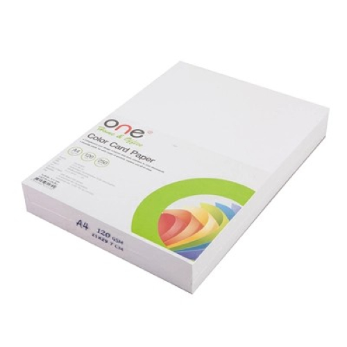 กระดาษการ์ดสี A4 120 แกรม ขาว (250แผ่น) ONE