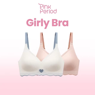 Pink Period เจลลี่บรา ดันทรง เสื้อชั้นใน สีทูโทนลายหัวใจ น่ารัก ไม่มีขอบล้อ การสนับสนุนแบบนุ่มนวล3D