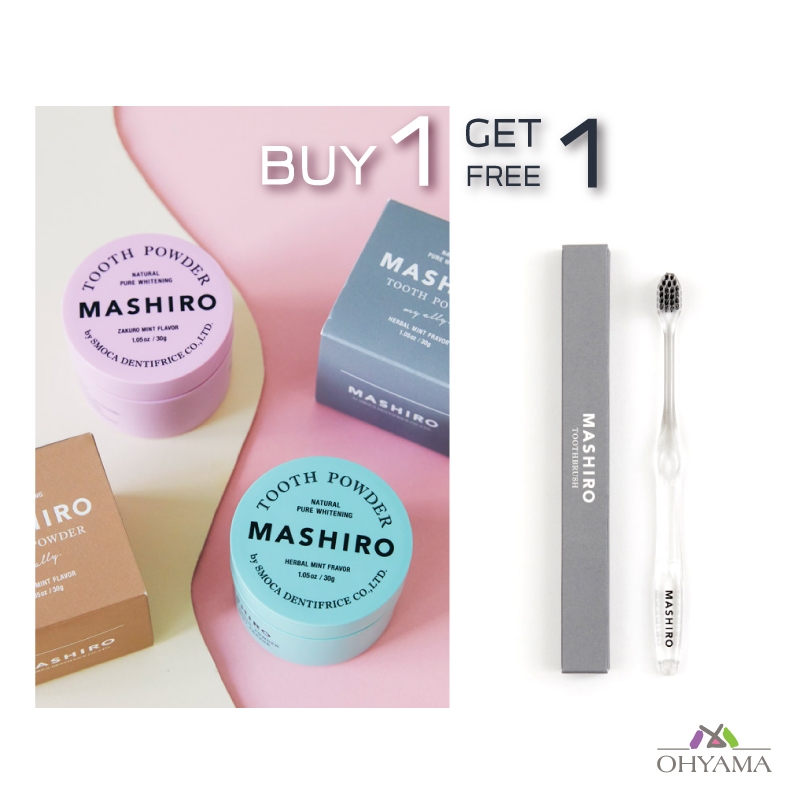 [แถมฟรี!!แปรงสีฟัน *เมื่อซื้อยาสีฟัน1ชิ้น] MASHIRO WHITENING TOOTH POWDER มาชิโระ ผงยาสีฟัน 30G