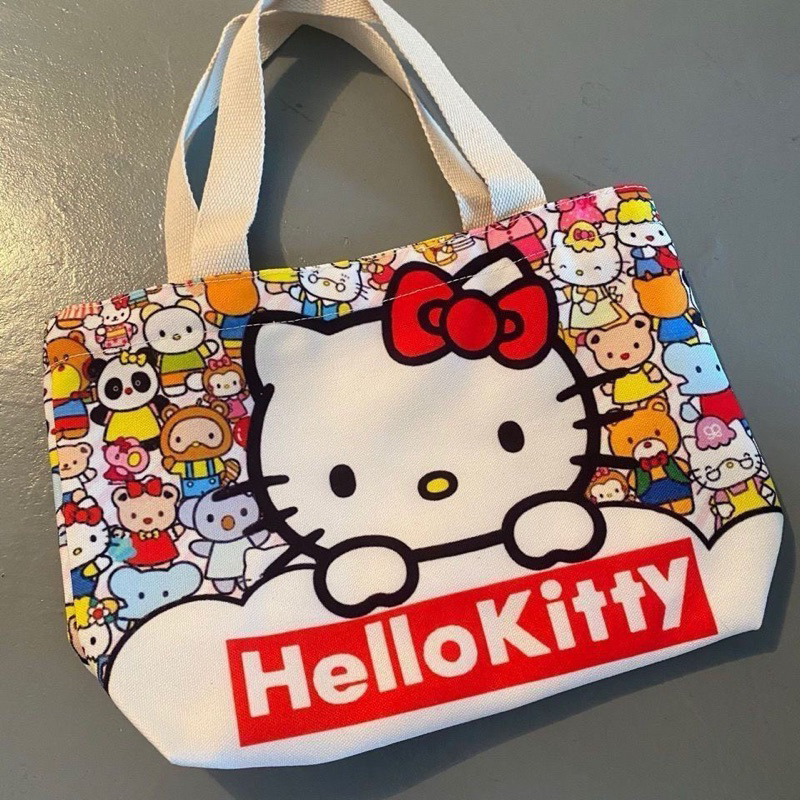 พร้อมส่ง กระเป๋าถือ ลายKitty น่ารักมากๆ กระเป๋าใส่ของใบใหญ่ กระเป๋าผ้า ถุงผ้า มีซิป ใส่ของได้เยอะ ผ้าแคนวาส พกพาสะดวก