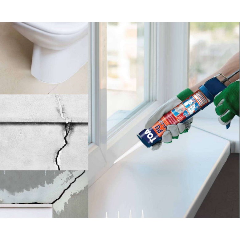 พียู ซีแลนด์ ผลิตใหม่ ปี  Toa PU Sealant สีขาว สีเทา PU ซิลิโคนชนิดยืดหยุ่น อุดรู กันรั่วซึมหลังคา ทาสีทับได้