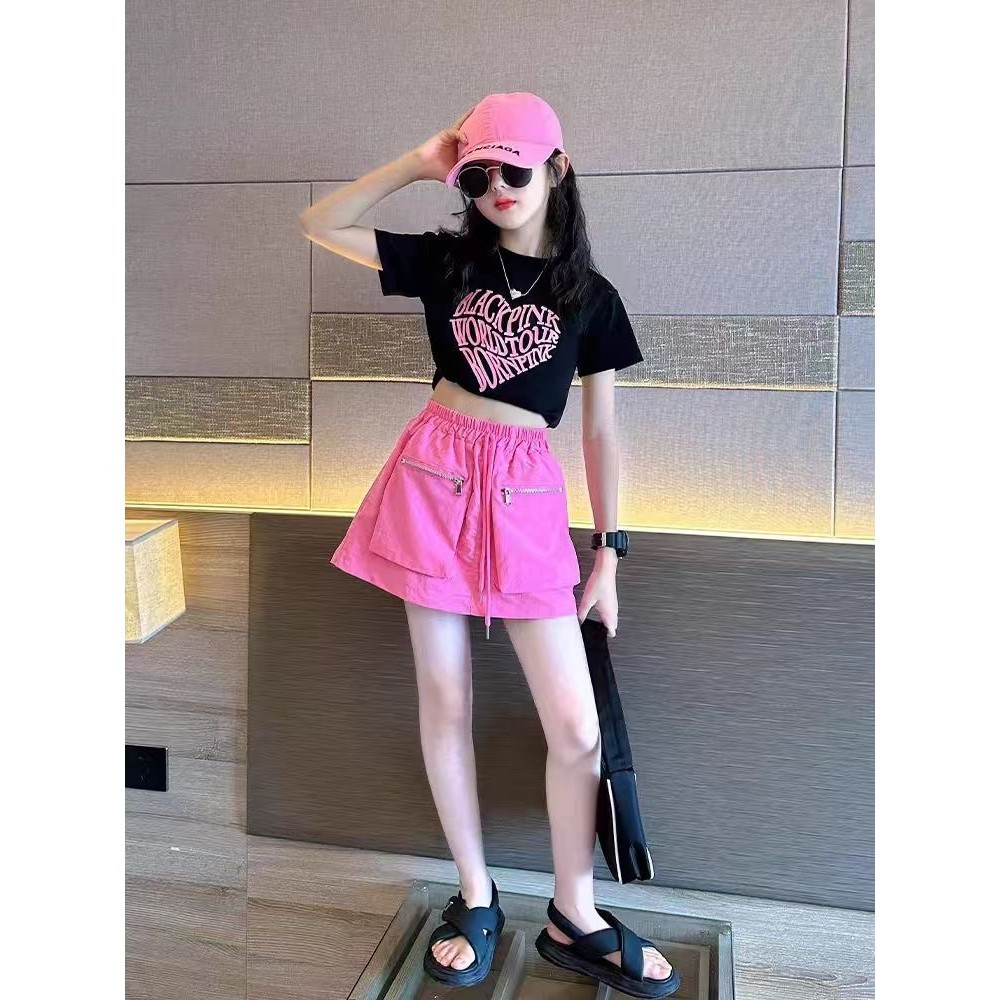 เสื้อครอป แขนสั้น ลายโบว์ ใส่สบาย สำหรับเด็กผู้หญิง อายุ 3-12ปี