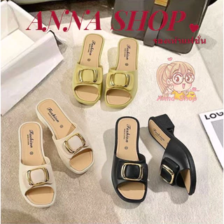Anna shop รองเท้ามาใหม่ เวอร์ชั่นเกาหลี ใส่แล้วดูขาเรียว แต่งด้วยหัวเข็ดขัดเพิ่มความเก๋ไก๋ พร้อมส่ง T294