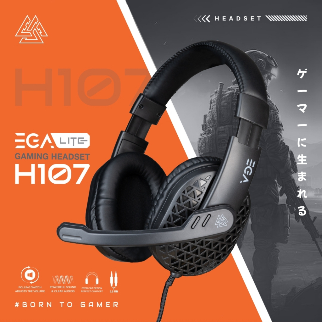 🛵มีส่งด่วน💨EGA LITE H107 หูฟังเกมมิ่ง Gaming Headset สาย Jack 3.5mm สายยาว 2 เมต