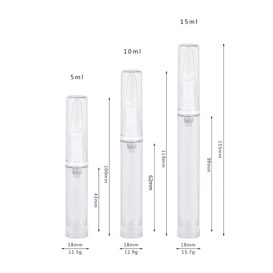 พร้อมส่ง🔥 AS3-ขวดสูญญากาศ ใส่ครีม รองพื้น เครื่องสําอาง ปลายแหลม Size.5/10/15ml.