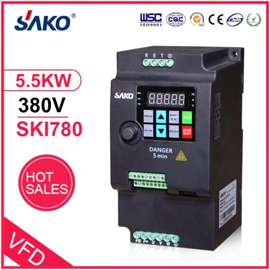 5.5KW SAKO SKI780 380V TO 380Vอินเวอร์เตอร์ ตัวแปรความถี่ สำหรับมอเตอร์ ควบคุม ความเร็ว Converter MINI VFD Motor Speed