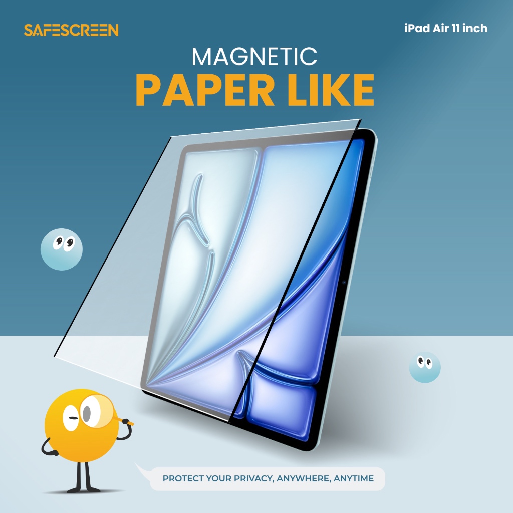 ฟิล์มกระดาษ แบบแม่เหล็ก สำหรับ iPad Air 6 M2 & M3" (Safescreen Magnetic Paper like)