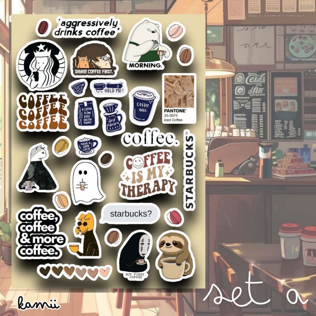 Coffee Lover - สติกเกอร์ Coffee Lover เคลือบกันน้ำ - KAMII