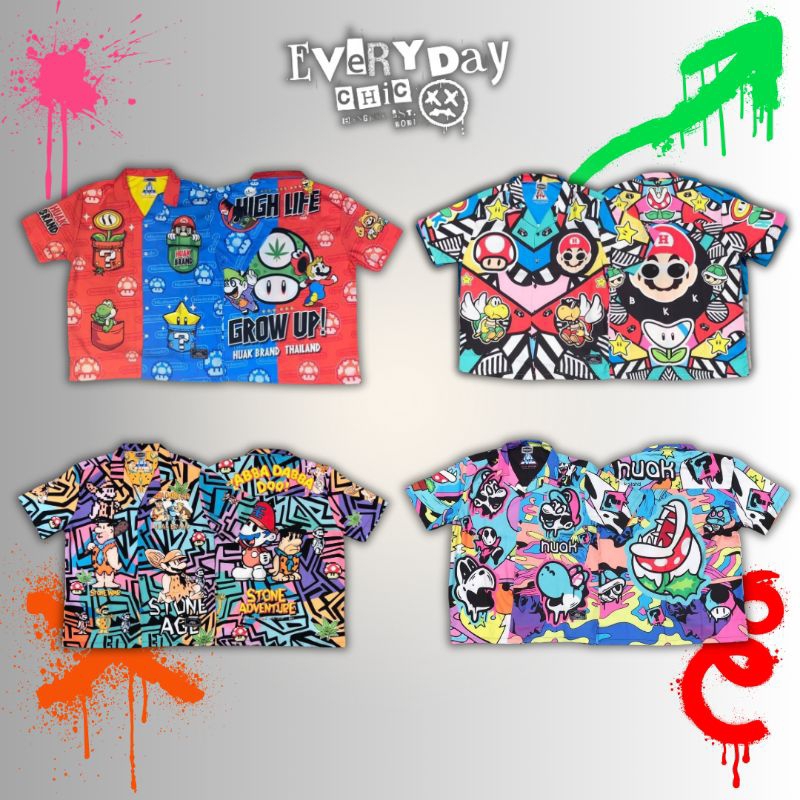 เสื้อ​ กางเกง​ มาริโอ​ Oversize พิมพ์ลาย จาก Huak Brand