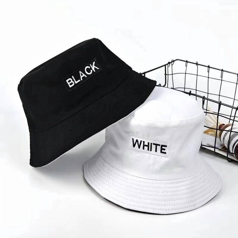 หมวกบักเก็ต Black Bucket ใส่ได้ 2 ด้าน หมวกแฟชั่นเกาหลี มีหลายแบบให้เลือก (ส่งจากไทย)