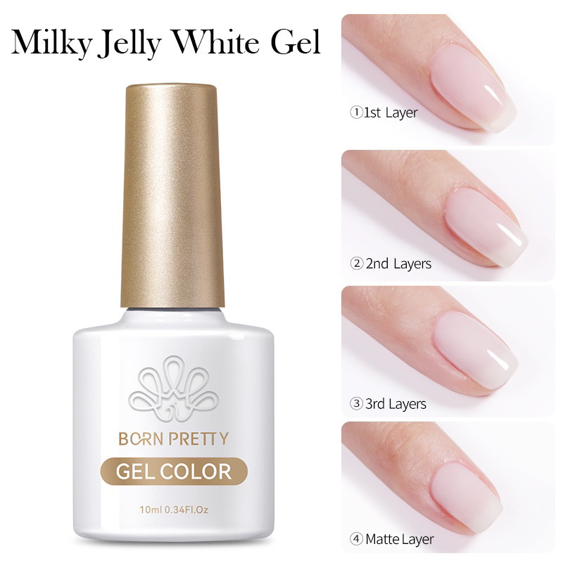สี MILKY JELLY WHITE GEL สีนมธรรมชาติ สีเจล สีทาเล็บ วิดีโอใช้ Hard gel เพิ่มความนู้นของเล็บด้วยนะคะ