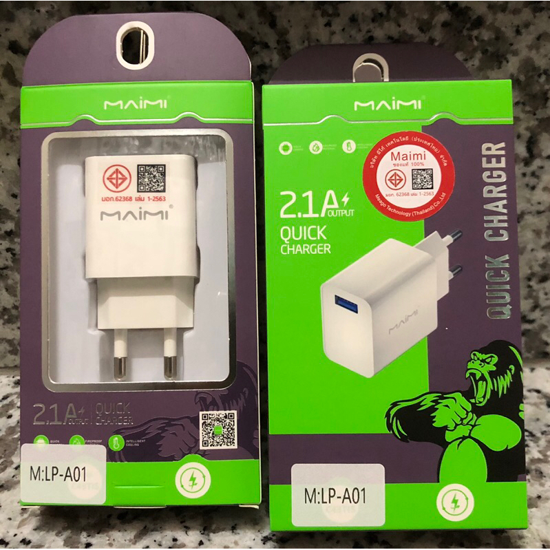 หัวชาร์จMaimi รุ่นLP-A01(มี มอก.) 2.1A for IP Micro type-c (มอก.62368 เล่ม1-2563)