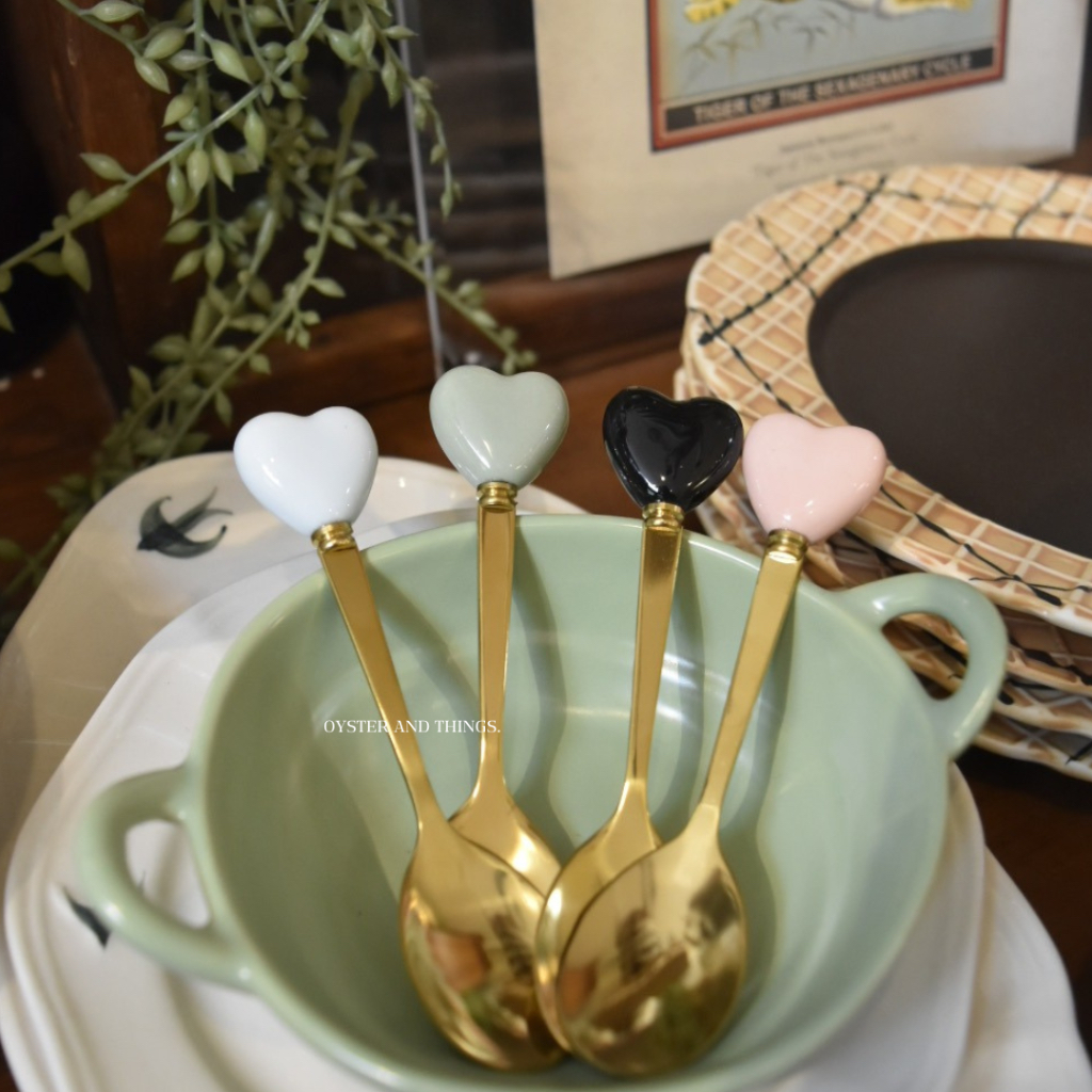 ช้อนคนรูปหัวใจมีหลายสี | Heart spoon | Oyster and Things.