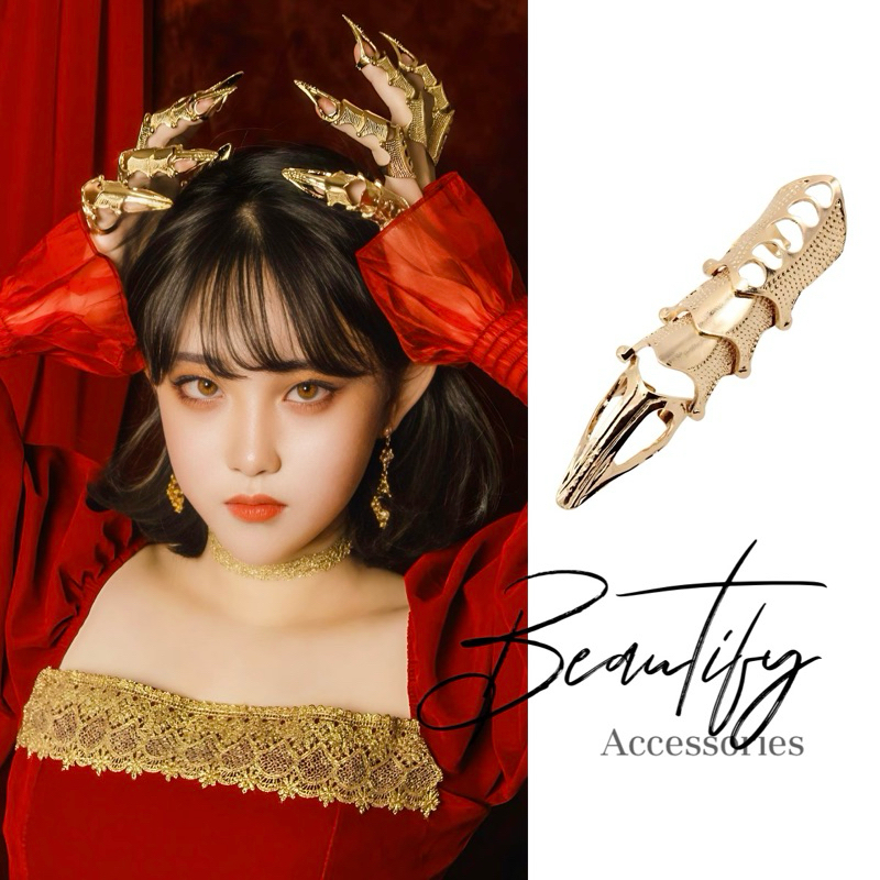 𝓑𝓮𝓪𝓾𝓽𝓲𝓯𝔂 ปลอกเล็บสวมนิ้วคอสเพลย์สไตล์พังก์ดุดันดูมีดีเทล