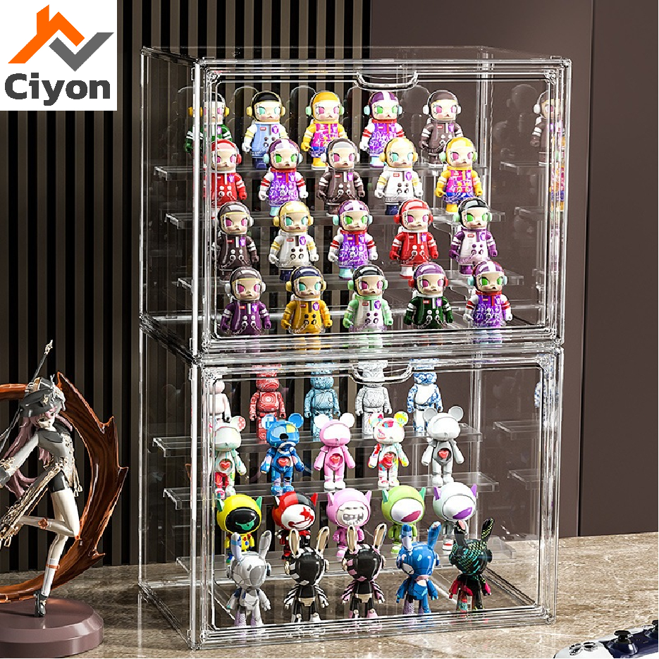 ตู้โชว์ตุ๊กตา กล่อง popmart ตู้ใส่โมเดล กล่องฟิกเกอร์ ตู้โมเดล ตู้โชว์ตุ๊กตา กล่องโมเดล 3 ชั้น ของสะสม กล่องใส