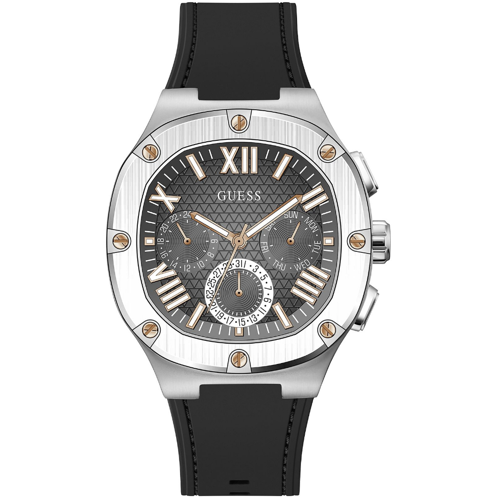 Guess Chronograph Blue Dial Silicone Strap Men Watch GW0571G2 GW0571G1 GW0571G3 42mm GW0572G2  GW0572G1  GW0572G4