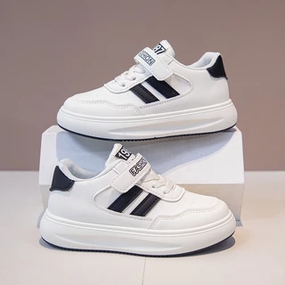 ใหม่!รองเท้าผ้าใบส้นแบนทรงVelcro สวมใส่ง่าย แฟชั่นสำหรับเด็กผู้ชายและผู้หญิง