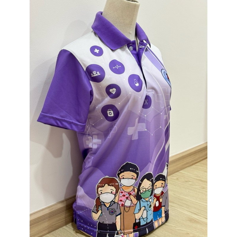 เสื้ออสม สีม่วงผ้าพิมพ์ลายสีสวย คมชัด ผ้านิ่มใส่สบาย ราคา ถูกที่สุด ดีลบีเคเค แกลเลอรีภาพที่ 3