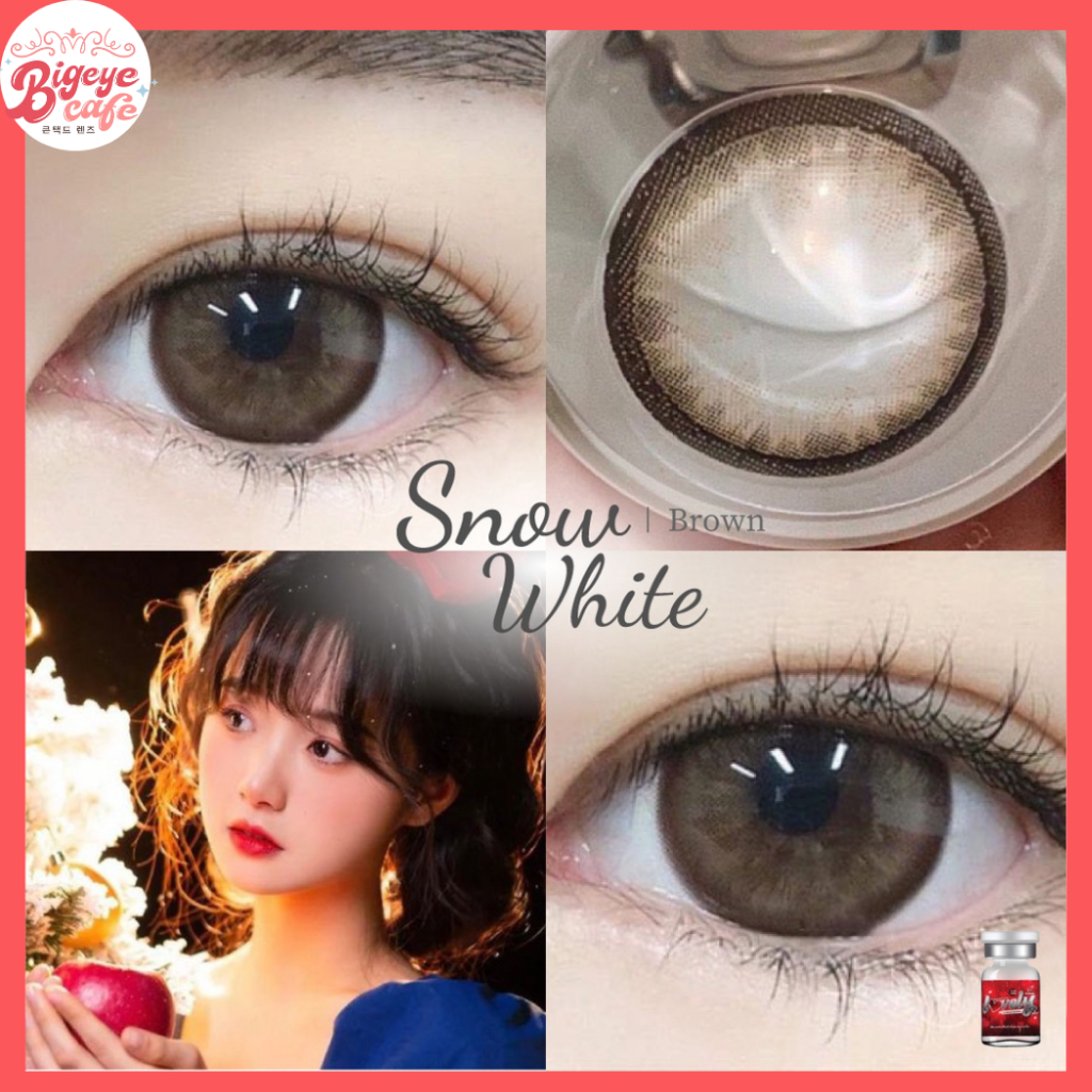 คอนแทคเลนส์(บิ๊กอาย)🔥Snow Whtie🔥(Lovelylens) สี : Brown / Gray รายเดือน มีค่าสายตา