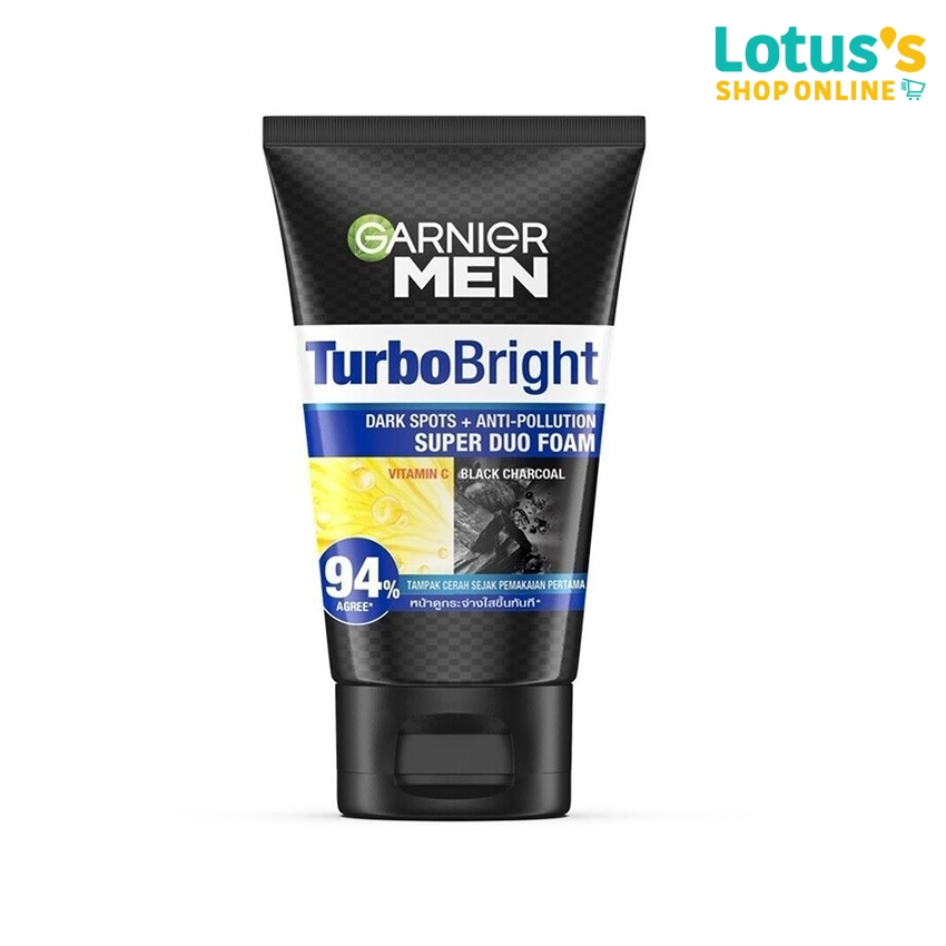 การ์นิเย่ เมน เทอร์โบไลท์ ดับเบิ้ลไวท์ ไอซี่ ดูโอโฟม ปริมาณ 100 มล. GARNIER MEN TURBOLIGHT DOUBLE WHITH 100 ML.