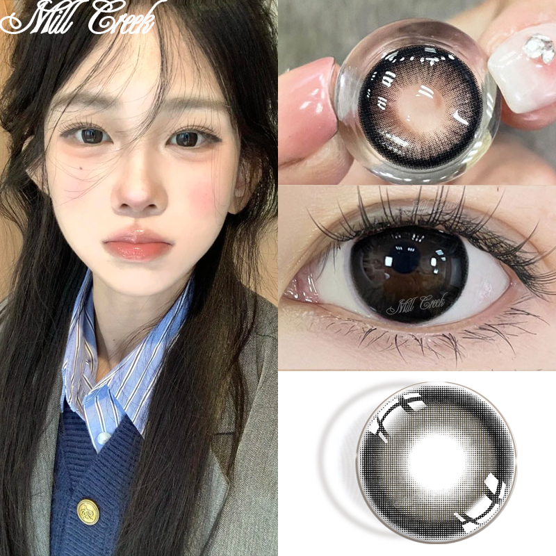 COD [ Free Gift ] MILL CREEK คอนแทคเลนส์ ธรรมชาติ ตาโต 14.5 มม 0.00~8.00องศา คอนแทคเลนส์สี สีดํา เลนส์นิ่ม ตาหวาน