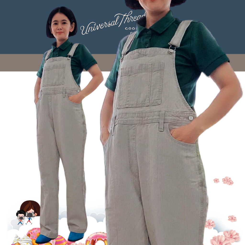 เอี๊ยมยีนส์เทาอ่อนฟอก มือ 1 Universal Thread Black and Grey Dungarees-overalls ใส่ได้ทั้งชายและหญิงค่ะ ใส่แบบ OVERSIZE ส