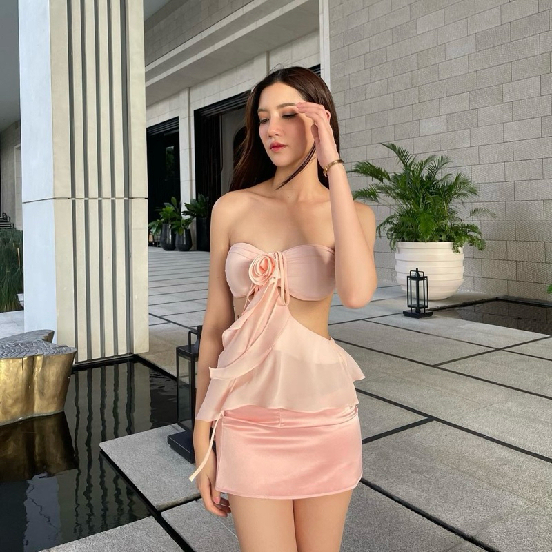 Rene_club - Cherie top เสื้อชีฟองระบายมีดอกไม้ (เฉพาะเสื้อ)