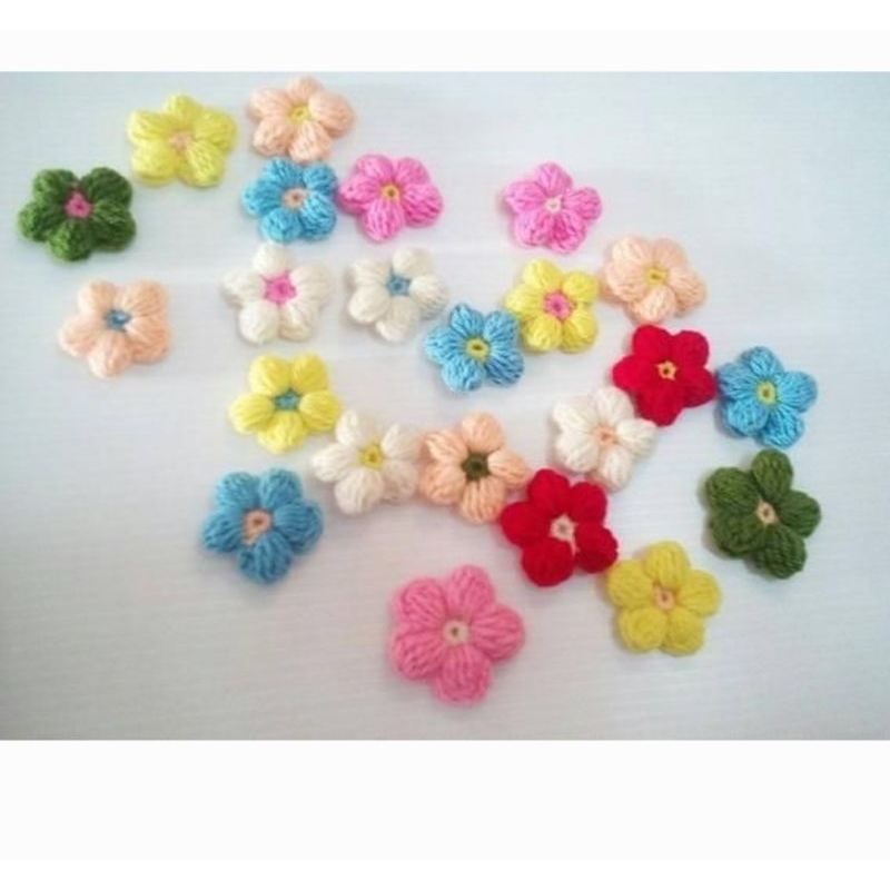 ดอกไม้ไหมพรม ดอกพองๆ ดอกเดซี่ 🍀12ดอก/1เเพค🍀