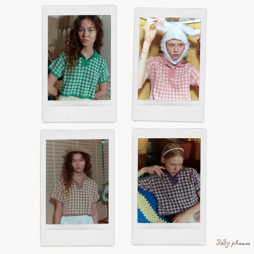 JELLYPLEASE - HEART KNIT POLO | (🧶KNIT PIECES) cotton 100%